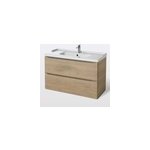 Meuble vasque suspendu effet chêne l. 100 cm imandra + plan vasque blanc céramique lana, goodhome Meuble vasque suspendu effet chêne l. 100 cm imandra + plan vasque blanc céramique lana, goodhome