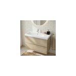 Meuble vasque suspendu effet ch�ne l. 100 cm imandra + plan vasque blanc r�sine mila, goodhome