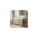 Meuble vasque suspendu effet ch�ne l. 120 cm imandra + plan double vasque blanc r�sine mila, goodhome ...