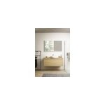 Meuble vasque suspendu effet ch�ne l. 120 cm + plan de toilette effet pour 1 vasque, pura +