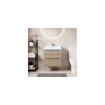 Meuble vasque suspendu effet ch�ne l. 60 cm imandra + plan vasque blanc c�ramique lana, goodhome