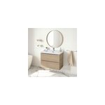 Meuble vasque suspendu effet ch�ne l. 80 cm imandra + plan vasque blanc c�ramique lana, goodhome