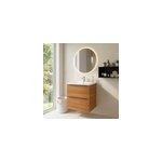 Meuble vasque suspendu effet noyer l. 60 cm imandra + plan vasque blanc c�ramique nira, goodhome