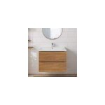 Meuble vasque suspendu effet noyer l. 80 cm imandra + plan vasque blanc cramique nira, goodhome