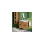 Meuble vasque suspendu effet noyer l. 80 cm imandra + plan vasque blanc c�ramique nira, goodhome