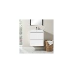 Meuble vasque suspendu faible profondeur blanc brillant l. 60 cm imandra + plan vasque blanc c�ramique ...