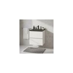 Meuble vasque suspendu faible profondeur blanc brillant l. 60 cm imandra + plan vasque noir c�ramique ...