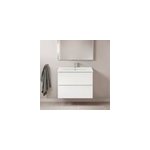 Meuble vasque suspendu faible profondeur blanc brillant l. 80 cm imandra + plan vasque blanc cramique ...
