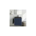 Meuble vasque suspendu faible profondeur bleu nuit mat l. 60 cm imandra + plan vasque noir c�ramique ...