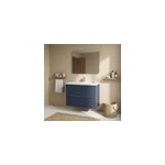 Meuble vasque suspendu faible profondeur bleu nuit mat l. 80 cm imandra + plan vasque blanc c�ramique ...