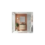 Meuble vasque suspendu faible profondeur effet ch�ne l. 60 cm imandra + plan vasque noir c�ramique nira, ...