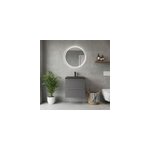 Meuble vasque suspendu faible profondeur gris brillant l. 60 cm imandra + plan vasque noir c�ramique ...