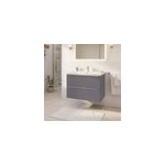 Meuble vasque suspendu faible profondeur gris brillant l. 80 cm imandra + plan vasque blanc c�ramique ...