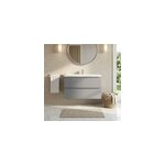 Meuble vasque suspendu gris l. 100 cm imandra + plan vasque blanc r�sine mila, goodhome