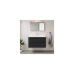 Meuble vasque suspendu noir mat l. 100 cm imandra + plan vasque blanc cramique nira, goodhome