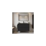Meuble vasque suspendu noir mat l. 100 cm imandra + plan vasque noir c�ramique nira, goodhome