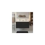 Meuble vasque suspendu noir mat l. 120 cm imandra + plan double vasque blanc r�sine mila, goodhome