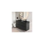 Meuble vasque suspendu noir mat l. 120 cm imandra + plan double vasque noir c�ramique nira, goodhome
