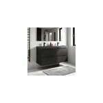 Meuble vasque suspendu noir mat l. 120 cm imandra + plan double vasque noir r�sine mila, goodhome