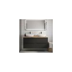 Meuble vasque suspendu noir mat l. 120 cm imandra + plan de toilette ch�ne hartland, goodhome