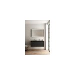 Meuble vasque suspendu noir mat l. 120 cm + plan vasque noir mat résine pour 2 robinets, pura + Meuble vasque suspendu noir mat l. 120 cm + plan vasque noir mat résine pour 2 robinets, pura +