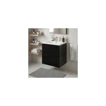 Meuble vasque suspendu noir mat l. 60 cm imandra + plan vasque blanc c�ramique nira, goodhome