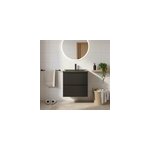 Meuble vasque suspendu noir mat l. 60 cm imandra + plan vasque noir c�ramique nira, goodhome