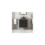 Meuble vasque suspendu noir mat l. 60 cm imandra + plan de toilette effet ch�ne, goodhome