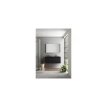 Meuble vasque suspendu noir mat l. 60 cm x 2 + plan double vasque noir mat r�sine l. 120 cm, pura +