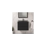 Meuble vasque suspendu noir mat l. 80 cm imandra + plan vasque noir c�ramique nira, goodhome