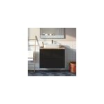 Meuble vasque suspendu noir mat l. 80 cm imandra + plan de toilette effet ch�ne, goodhome