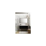 Meuble vasque suspendu noir mat et verre fum l. 120 cm + plan double vasque blanc brillant rsine, pura ...