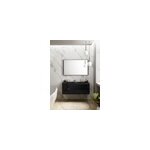 Meuble vasque suspendu noir mat et verre fum l. 120 cm + plan double vasque noir mat rsine, pura +