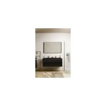 Meuble vasque suspendu noir mat et verre fum l. 120 cm + plan vasque noir mat rsine pour 2 robinets, ...