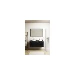 Meuble vasque suspendu noir mat et verre fum l. 120 cm + plan de toilette noir mat, pura +