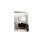 Meuble vasque suspendu noir mat et verre fum l. 120 cm + plan de toilette noir mat rsine pour 1 vasque, ...