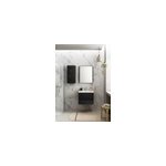 Meuble vasque suspendu noir mat et verre fum l. 60 cm + plan vasque blanc brillant rsine, pura +