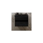 Meuble vasque suspendu noir mat et verre fum� l. 60 cm + plan vasque noir mat r�sine, pura +