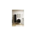 Meuble vasque suspendu noir mat et verre fum l. 60 cm + plan de toilette noir mat, pura +