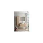 Meuble vasque suspendu plaqu� ch�ne clair stri� l. 90 cm + plan de toilette plaqu� ch�ne clair, pura ...