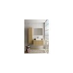 Meuble vasque suspendu plaqu� ch�ne miel stri� l. 90 cm + plan de toilette plaqu� ch�ne miel, pura +