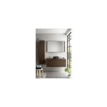 Meuble vasque suspendu plaqu� noyer stri� l. 120 cm + plan de toilette plaqu� noyer pour 1 vasque, pura ...