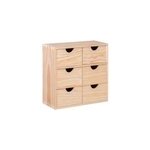 Mini commode carre en pin massif 6 tiroirs
