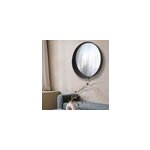 Miroir rond aspect bois noir �80cm ariane