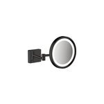 Miroir de salle de bains lumineux led grossissant, noir mat, hansgrohe