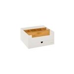 Organisateur d'accessoires de salle de bains xl blanc et bambou, avec tiroir, 5five