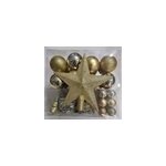 Pack boules de no�l avec �toile or feeric light & christmas - 44 pi�ces