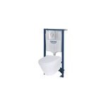 Pack wc suspendu blanc cuvette sans bride fuerte et bti - support sol et mur grohe