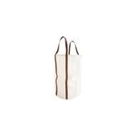Panier  linge rond blanc avec anses effet cuir marron l. 40 x h. 60 x p. 40 cm, box & beyond