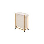 Panier à linge sur roulettes en coton et bambou l. 28 x l. 55 x h. 80 cm, 5five Panier à linge sur roulettes en coton et bambou l. 28 x l. 55 x h. 80 cm, 5five